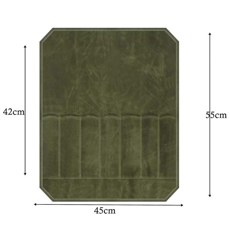 Elosung Green Durable Waxed Canvas Knife Roll Bag Portable Chef Tool Organizer