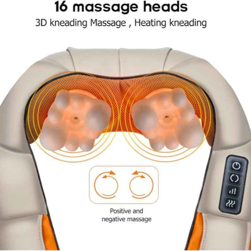 1 Sets of Elosung 1 Sets Of Kneading Neck And Shoulder Massager With Heat Four Button Design Black