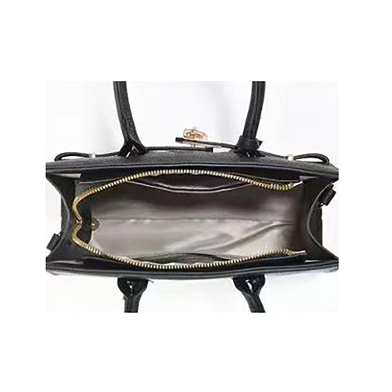 Elosung Coffee Elegant Pu Leather Handbag With Lock Decoration Structured Tote Bag For Women