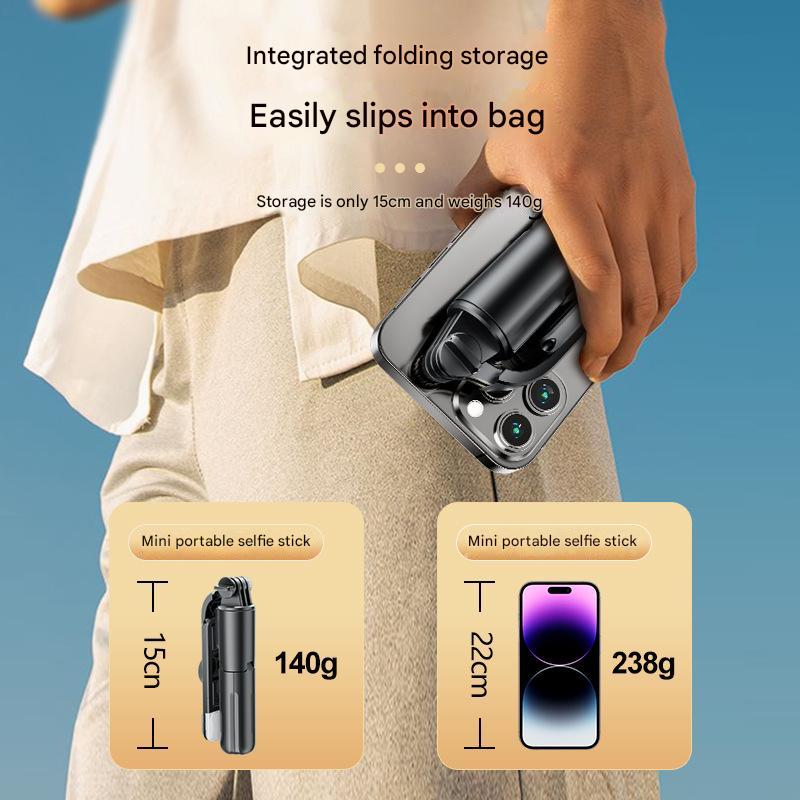 Elosung White With Light Selfie Stick Tripod Bluetooth Remote Compact And