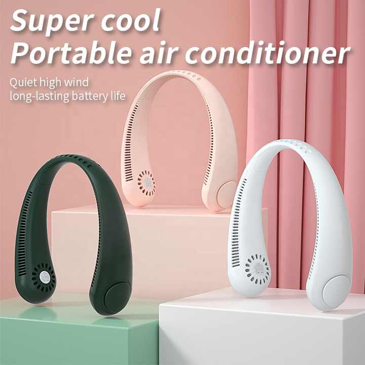 2 Pcs White Neck Fan Hands Free Personal Quiet And Ideal For Outdoor Indoor Use
