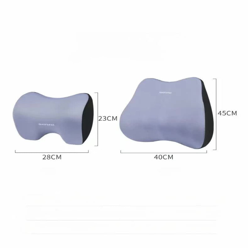 Black Memory Foam Car Seat Neck And Lumbar Support Set Aaa Ergonomic Cushion For Office Home Driving