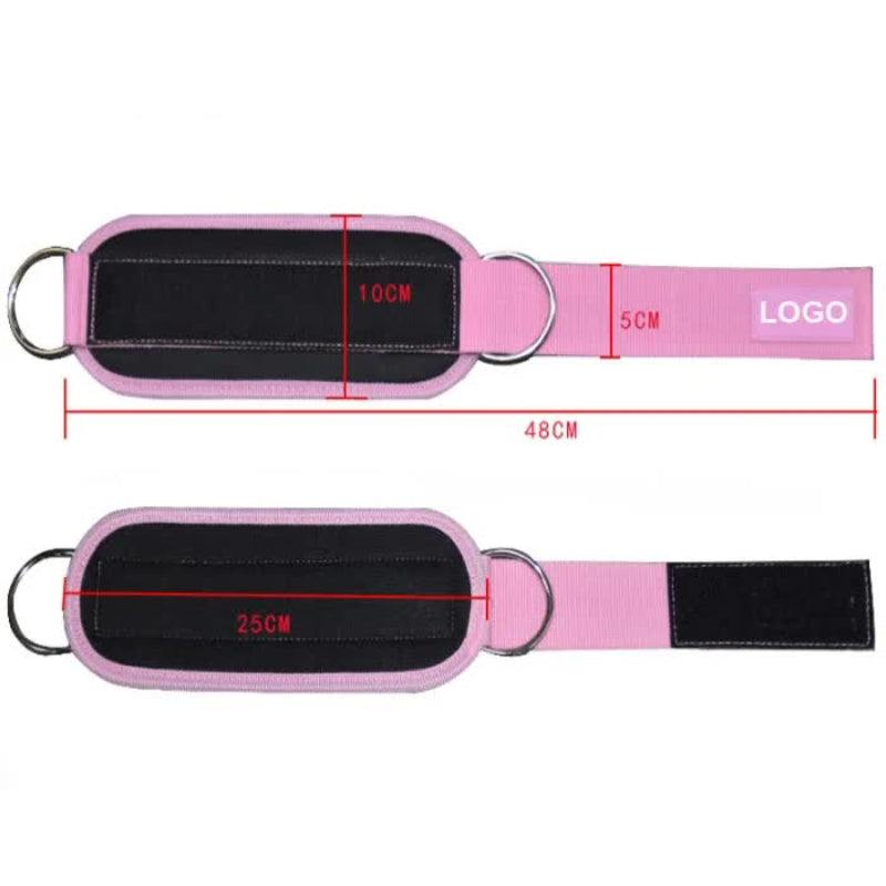Pink Set (2 Ankle Straps + 3 Elastic Ropes 1 Mesh Bag) Adjustable For Leg And Glute Training Eva Padded Gym Foot