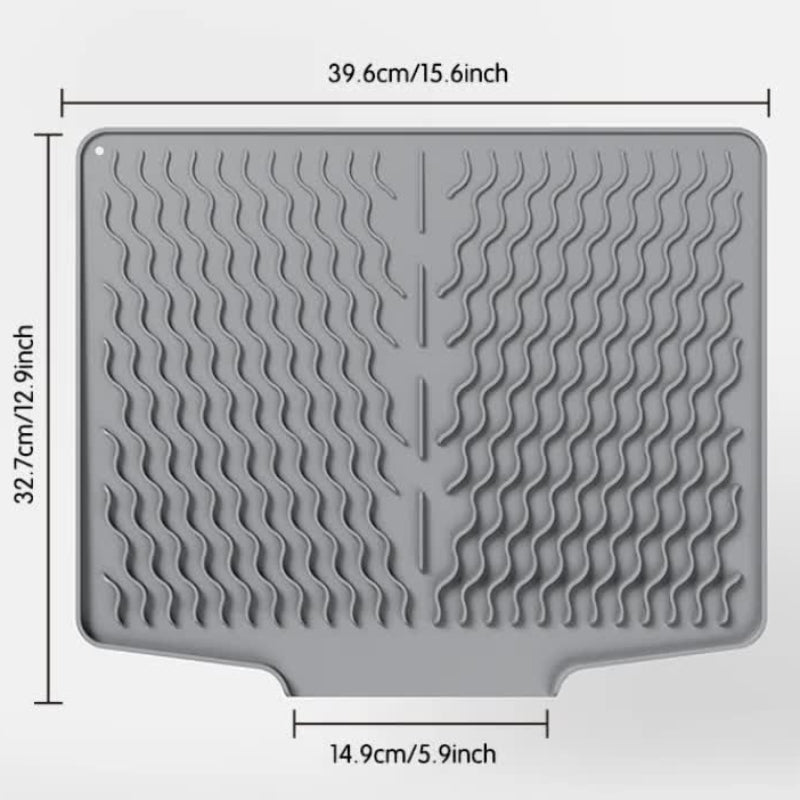 Black Silicone Dish Drying Mat Non Slip Draining Pad For Sink Heat Resistant And Water Absorbent Ideal Dishes Cups Utens