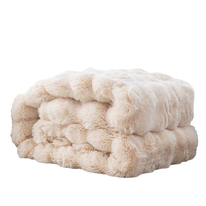 130X160cm Red Plush Toscana Rabbit Hair Throw Blanket Soft Flannel Fleece All Seasons