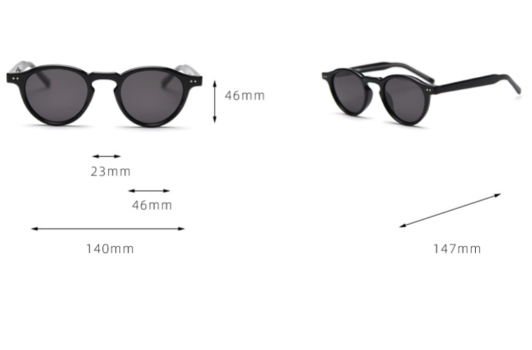Elosung Black Retro Round Polarized Sunglasses Fashion Uv Protection Frame