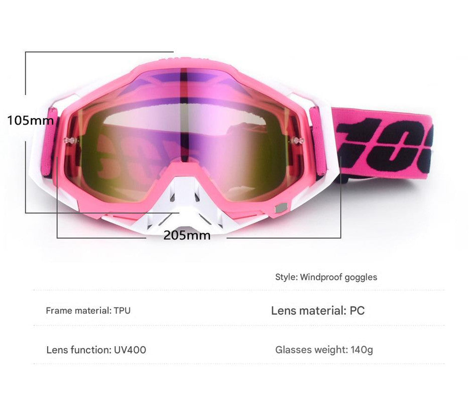 White Black Motorcycle Goggles Uv Protective Anti Dust Riding Glasses Outdoor Sports Red Lenses