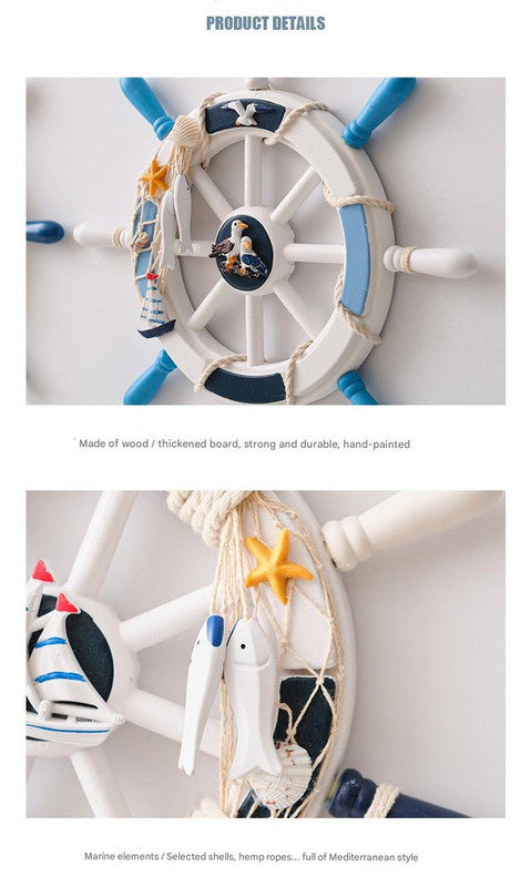 Nautical Rudder Wall Decor 34Cm Coastal Home Accent (Sailboat Rudder)