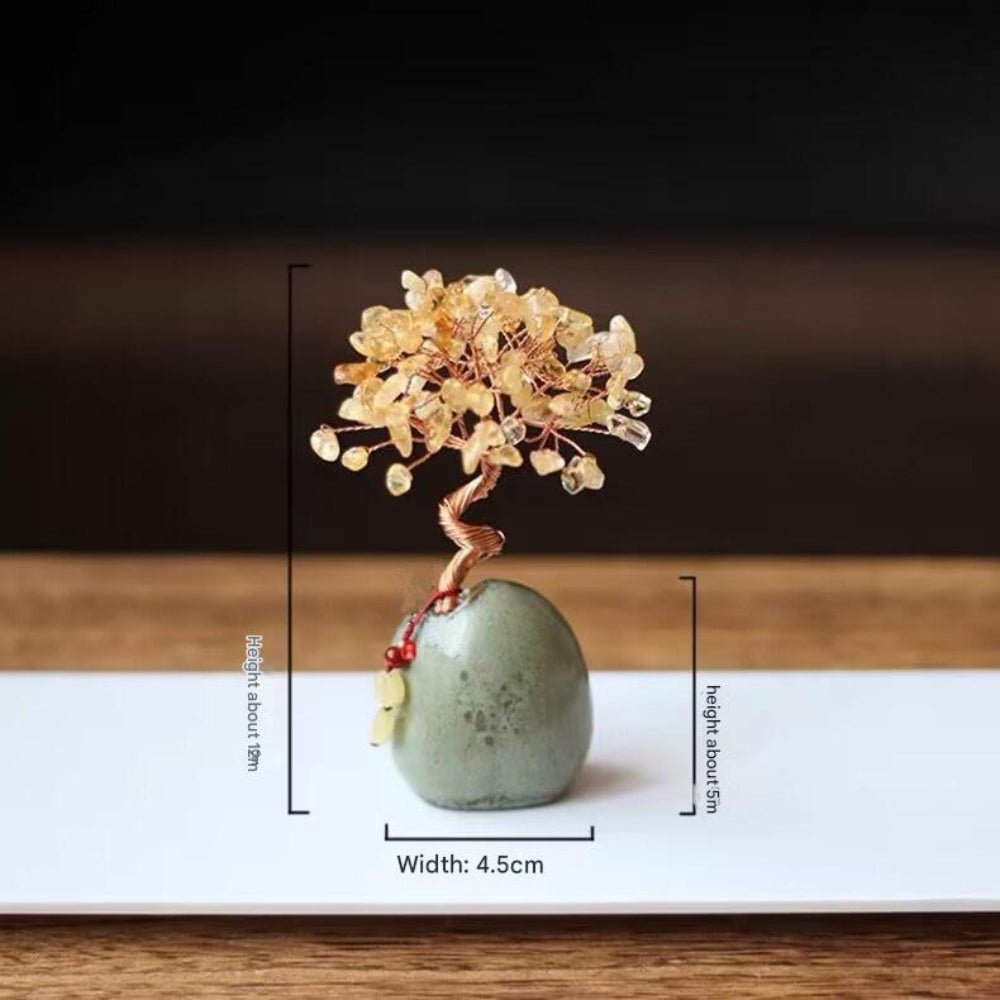 Yellow Crystal Money Tree Figurine For Home Decoration