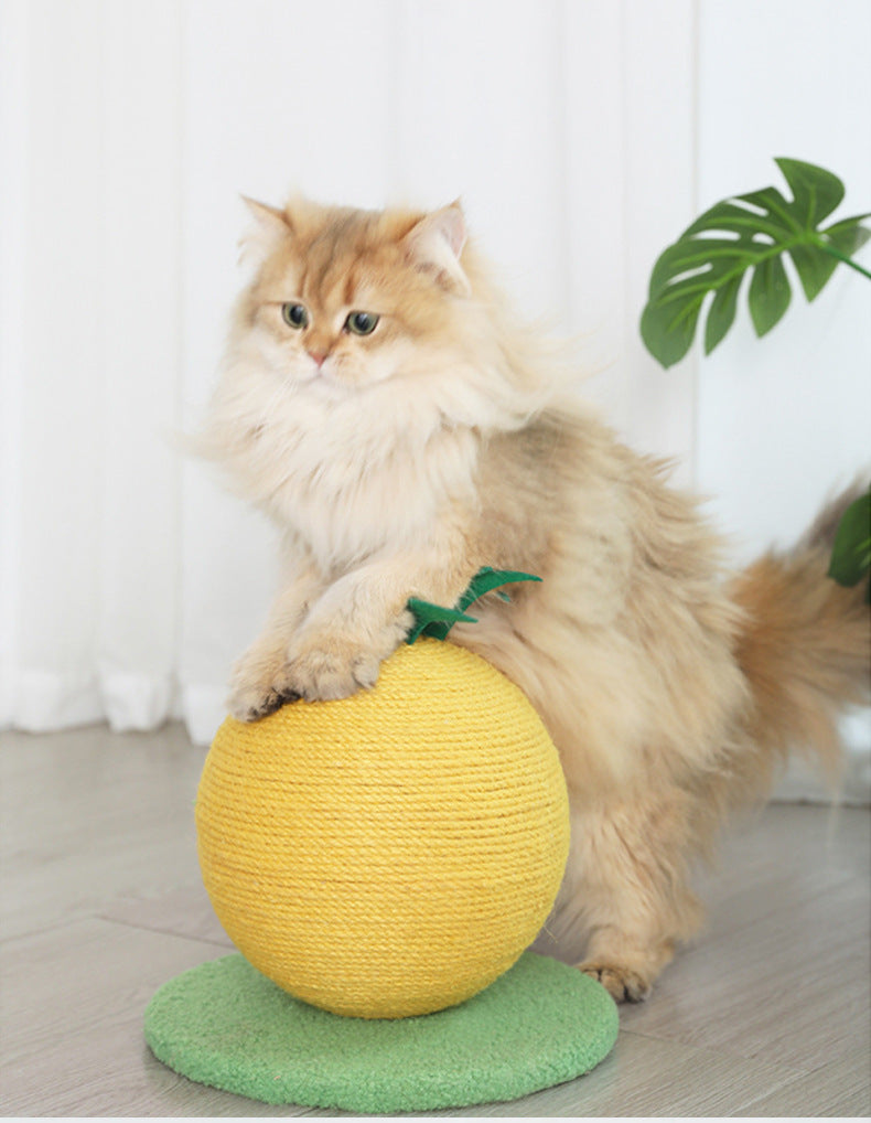 Fun Fruit Shaped Sisal Cat Scratcher Ball Durable Scratching Toy With Stable Base