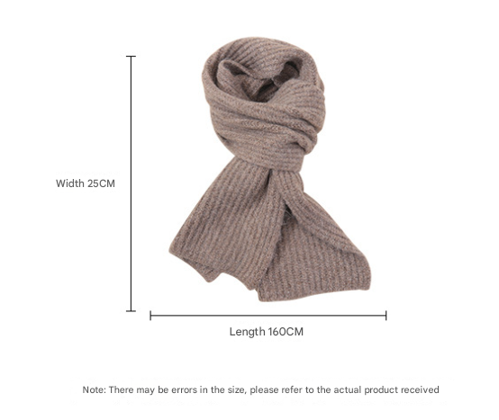 160X25cm Hemp Grey Soft Ribbed Knit Winter Scarf Cozy Warm Wool Blend Neck Wrap