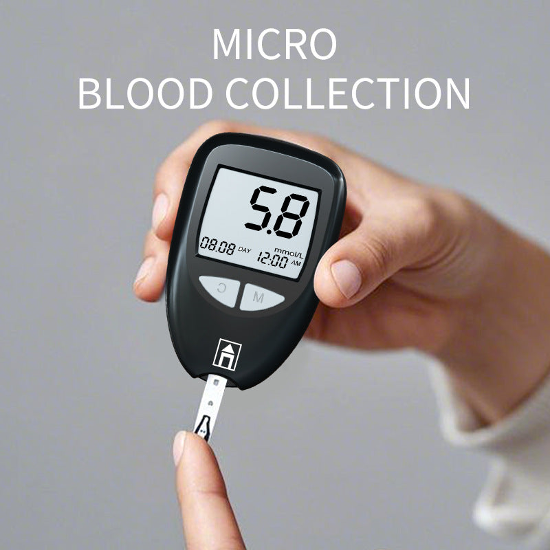 Black Home Blood Glucose Meter English Version Medical Automatic Sugar Tester With Strips