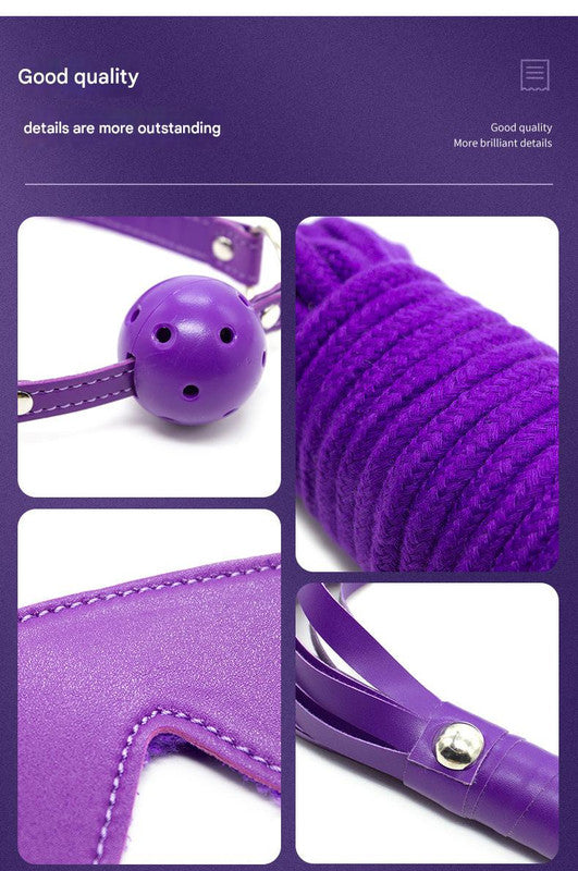 10-Piece Plush Lined Adjustable Restraint Kit With Rope & Accessories For Couples Pink
