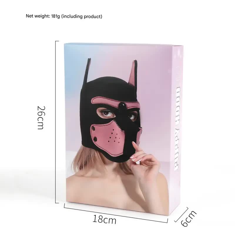 Playful Puppy Hood Mask Soft Neoprene Full Head Cosplay Sm Accessory Red