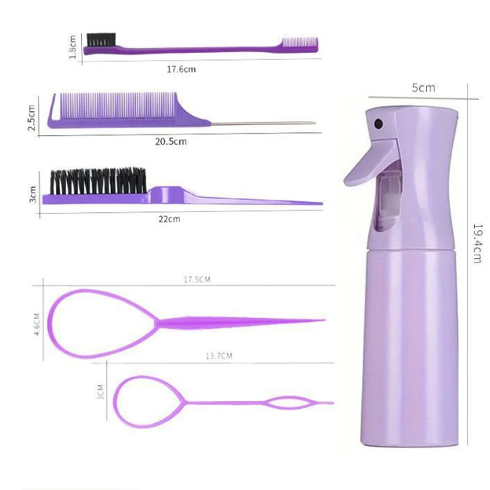 Purple Ultimate 27 Piece Hair Styling & Care Kit Detangling Brushes Combs Scalp Massager Salon Accessories