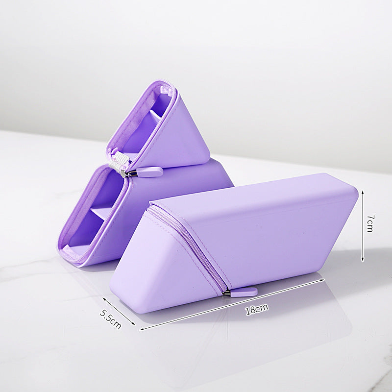 Purple Transforming Silicone Pencil Case - Stand-Up Holder & Stationery Organizer