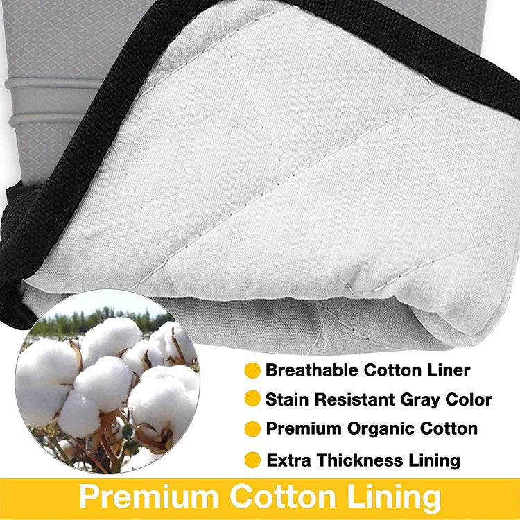 Black Bpa Free Non Slip Silicone Oven Mitts Heat Resistant Gloves With Honeycomb Pattern For Kitchen Safety