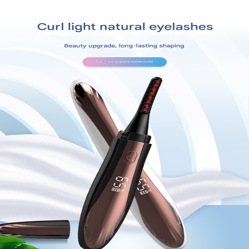 Black Professional Electric Heated Eyelash Curler 4 Temperature Settings Led Display Usb Rechargeable For Perfectly Curl