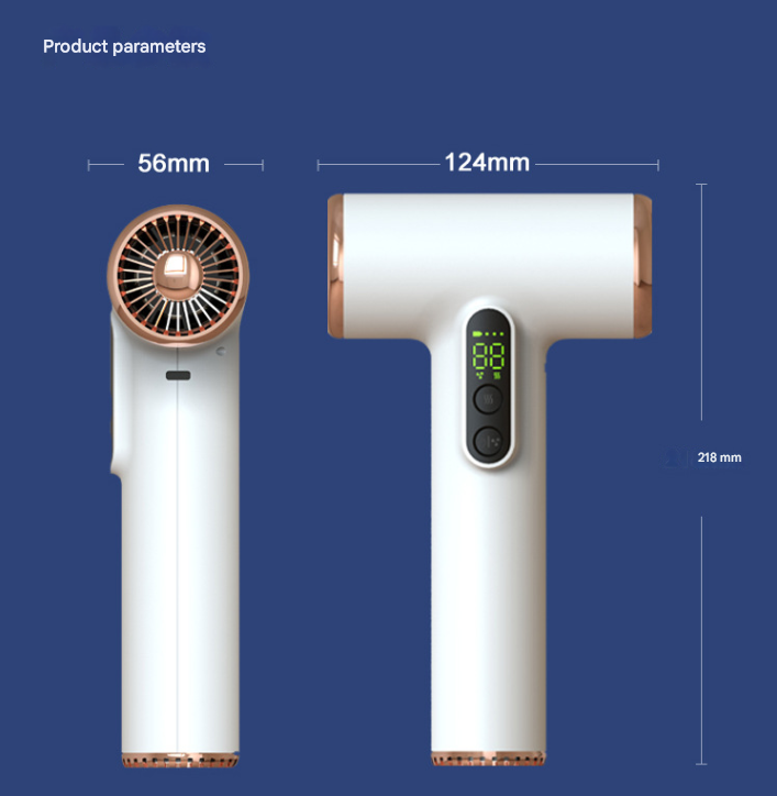 White High Power Cordless Hair Dryer 15600Mah Usb Rechargeable Blow With Hot & Cold Air 3 Speeds Heat Settings