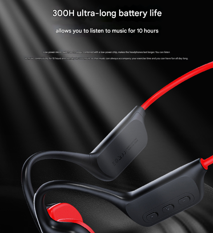 Black Ipx8 Waterproof Swimming Headphones Bone Conduction With 32Gb Mp3 Player