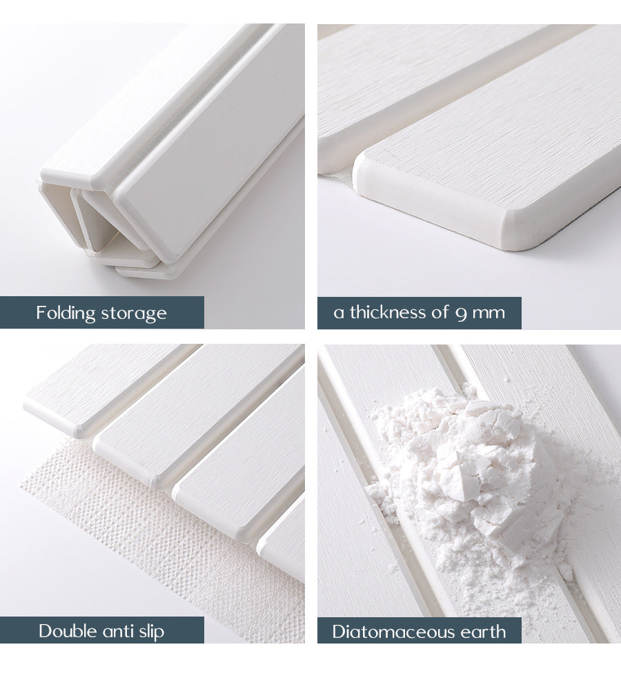 Folding Diatomaceous Earth Countertop Drain Mat Quick Dry Non Slip & Easy Clean Absorbent Pad(White)