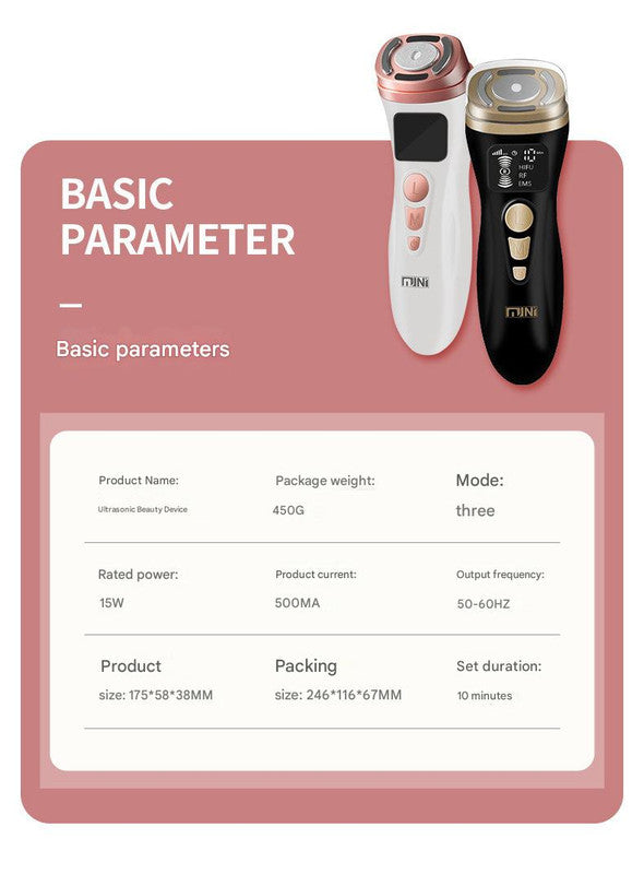 3 In 1 Facial Firming & Anti Wrinkle Device With Hifu Rf Ems Technology(Black)