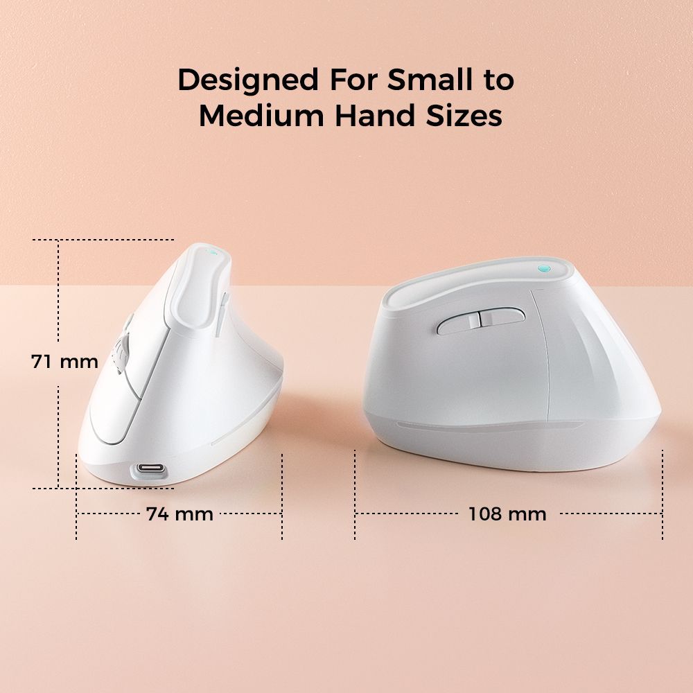 Ergonomic Vertical Mouse Multi Device Bluetooth5.0 & 2.4G Wireless Adjustable Dpi Silent Click(Purple)