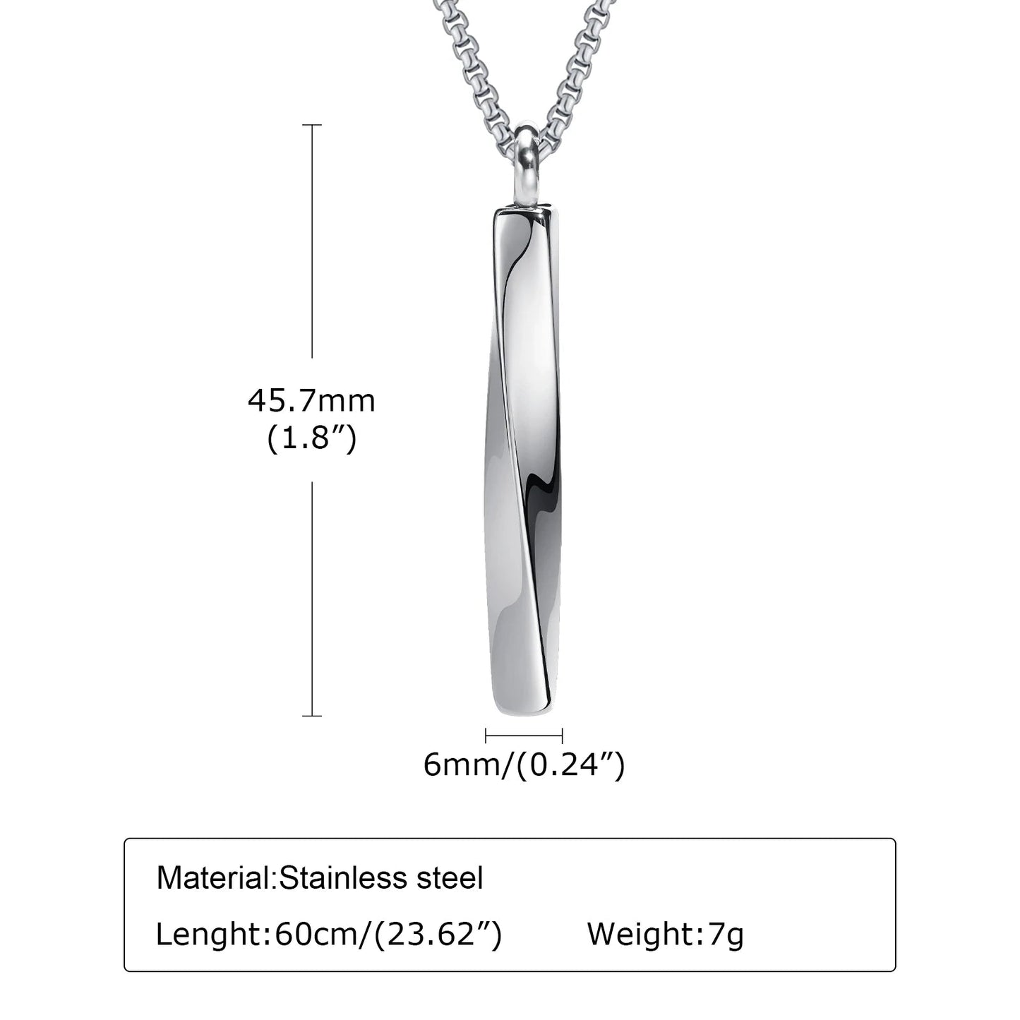 Vnox Stainless Steel Mobius Bar Pendant Necklace For Men Cremation Ashes Jewelry