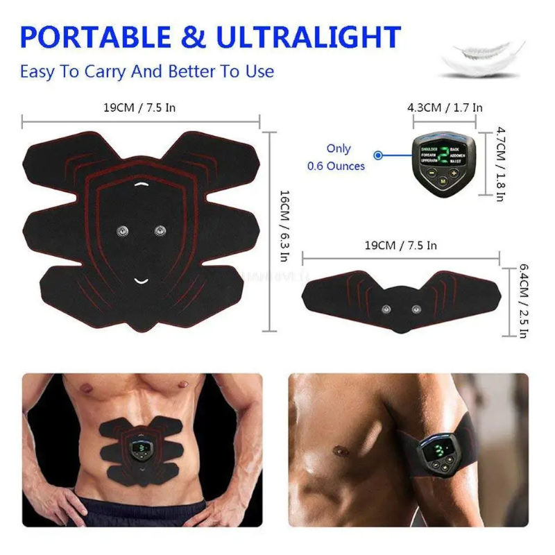 Abs Stimulator Muscle Toner Abdominal Toning Belt Ems Trainer Black