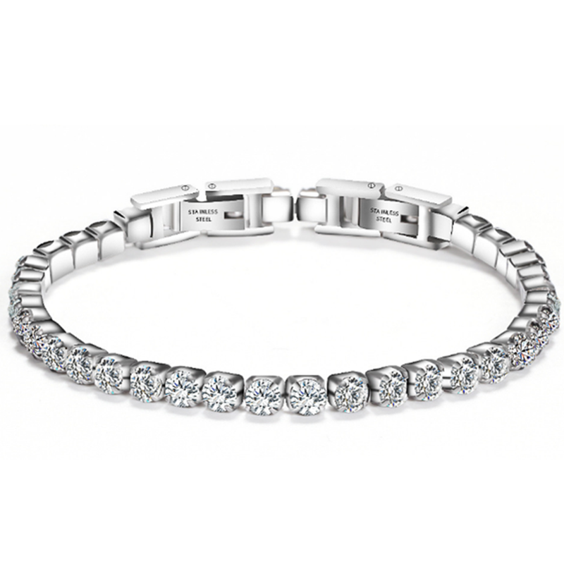Veile Studios Detachable Titanium Steel Double Buckle Zircon Tennis Bracelet