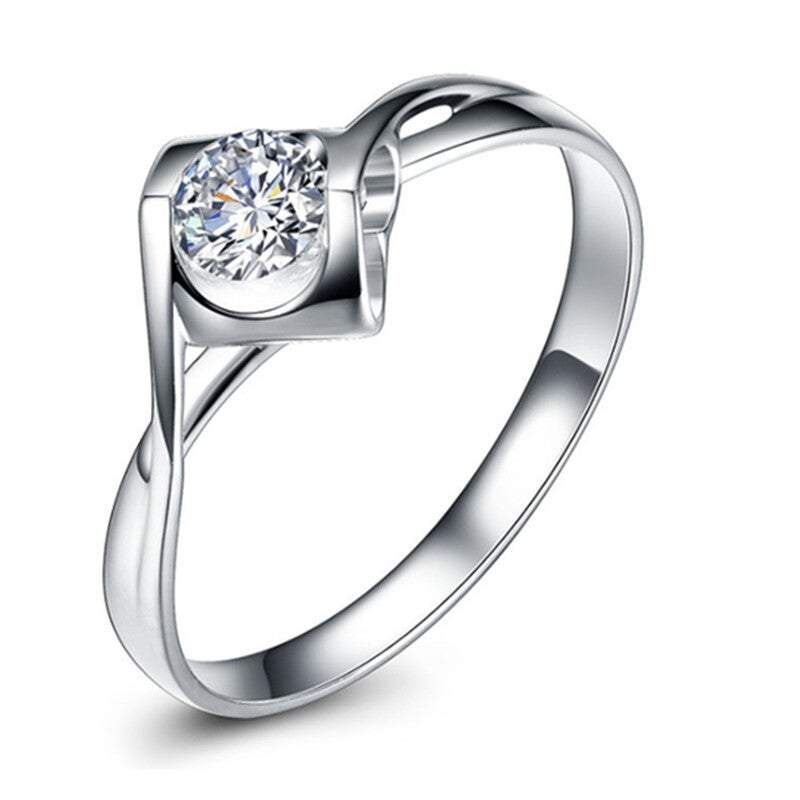 Veile Studios Silver Rings Angle Kiss Micro Paved Simulated Moissanite Diamond