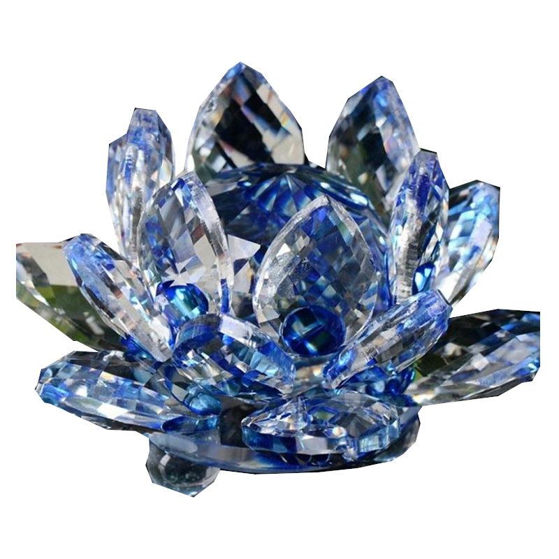 Artificial Crystal Lotus Buddhism Ornament Feng Shui Home Decor Collection Gift