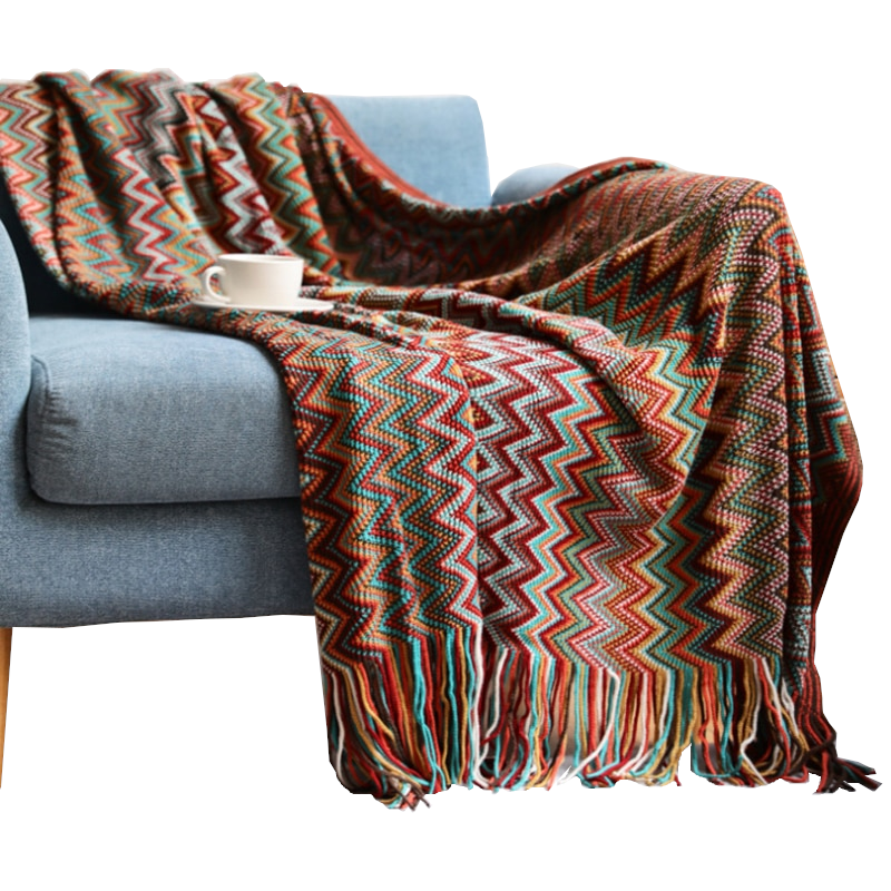 Aztec Boho Tassel Fringe Throw Blanket Couch Cover Home Decor