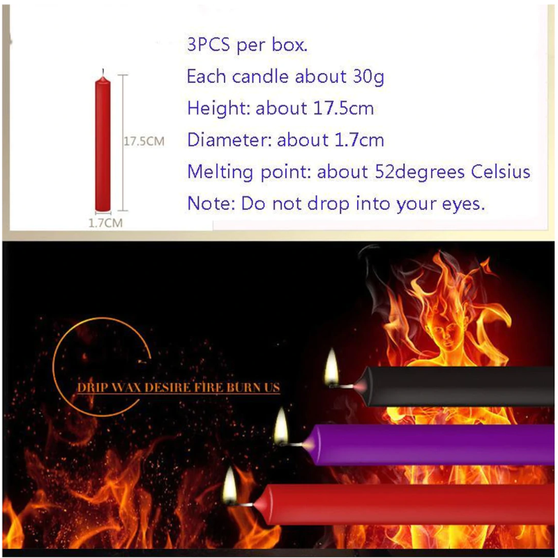 Bdsm 3 / Pcs Wax Play Candles Temperature Bondage Kink Fetish Restraints