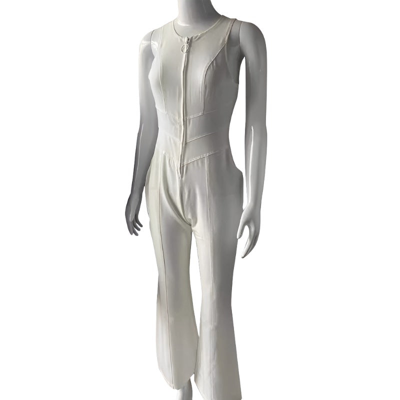 Summer Slim Heart-Shape Backless Denim Jumpsuit Women Halter Neck High Waist Pants