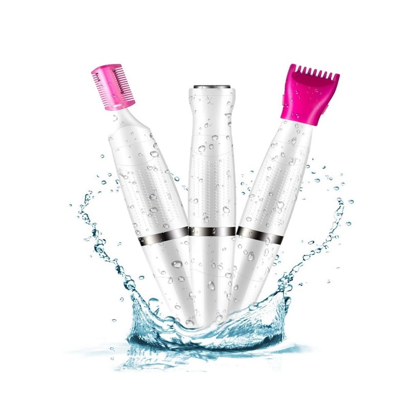 Bikini Trimmer For Women 3 In 1 Electric Ladies Shaver Facial Hair Painless Removal Eyebrow Waterproof Razo White