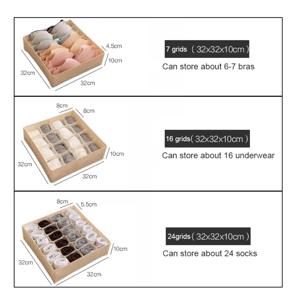 3Pcs Pack Storage Organizer For Socks Bra Underwear