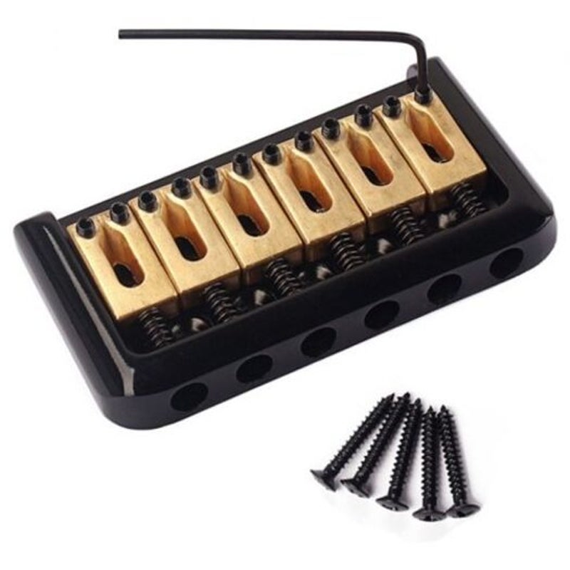 Brass Saddle 6 String Fixed Hard Tail Hardtail Guitar Bridge Black