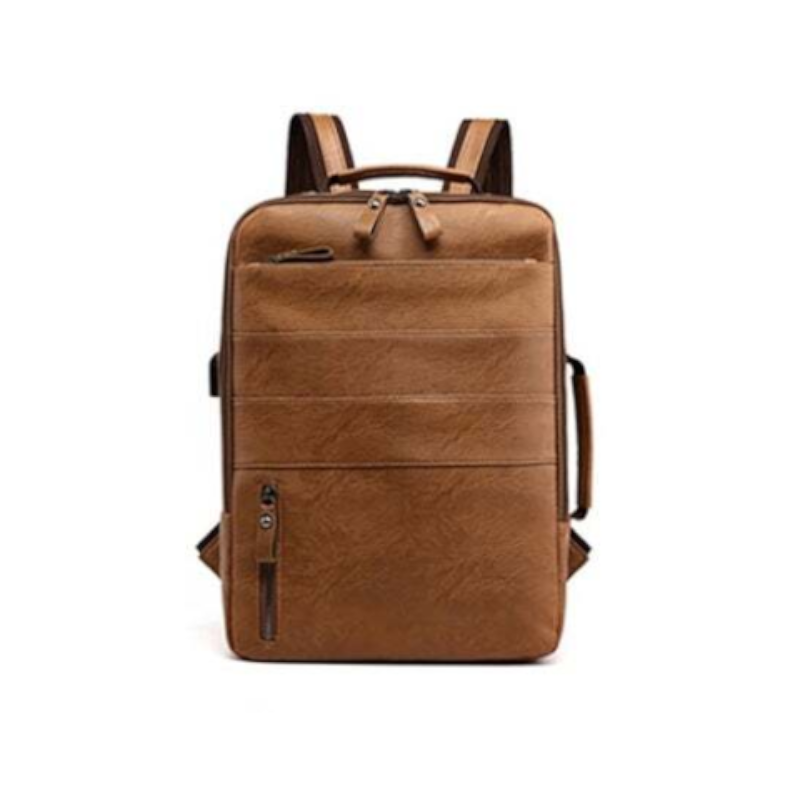 Business Backpacks For Men Waterproof Pu Leather Laptop Bag Large Capacity Usb Charging Rucksack Male Fashion Bagpack