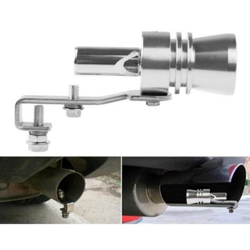 Car Tuning Turbine Exhaust Pipe Sounder Whistle Silver L
