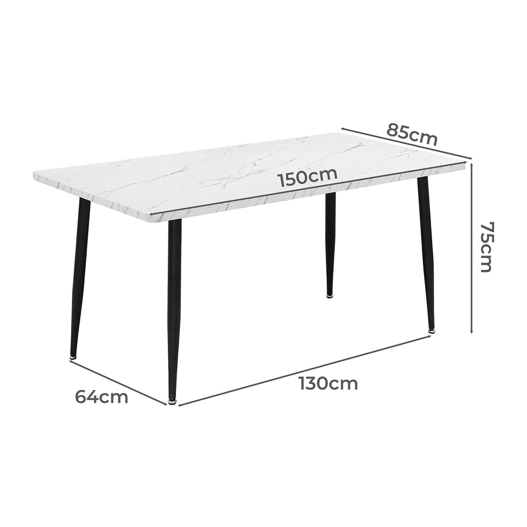 Steel Dining Table 4-6 Seater 150Cm White