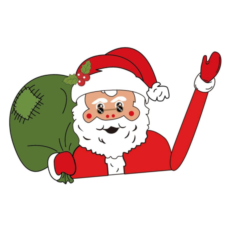 Christmas Car Wiper Stickers 3D Waving Santa Claus Rear Windshield Decor