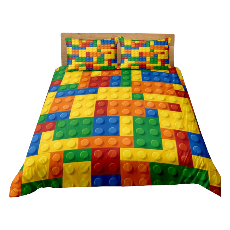 Colourful Toy Building Blocks Printed Single Bed Duvet Cover