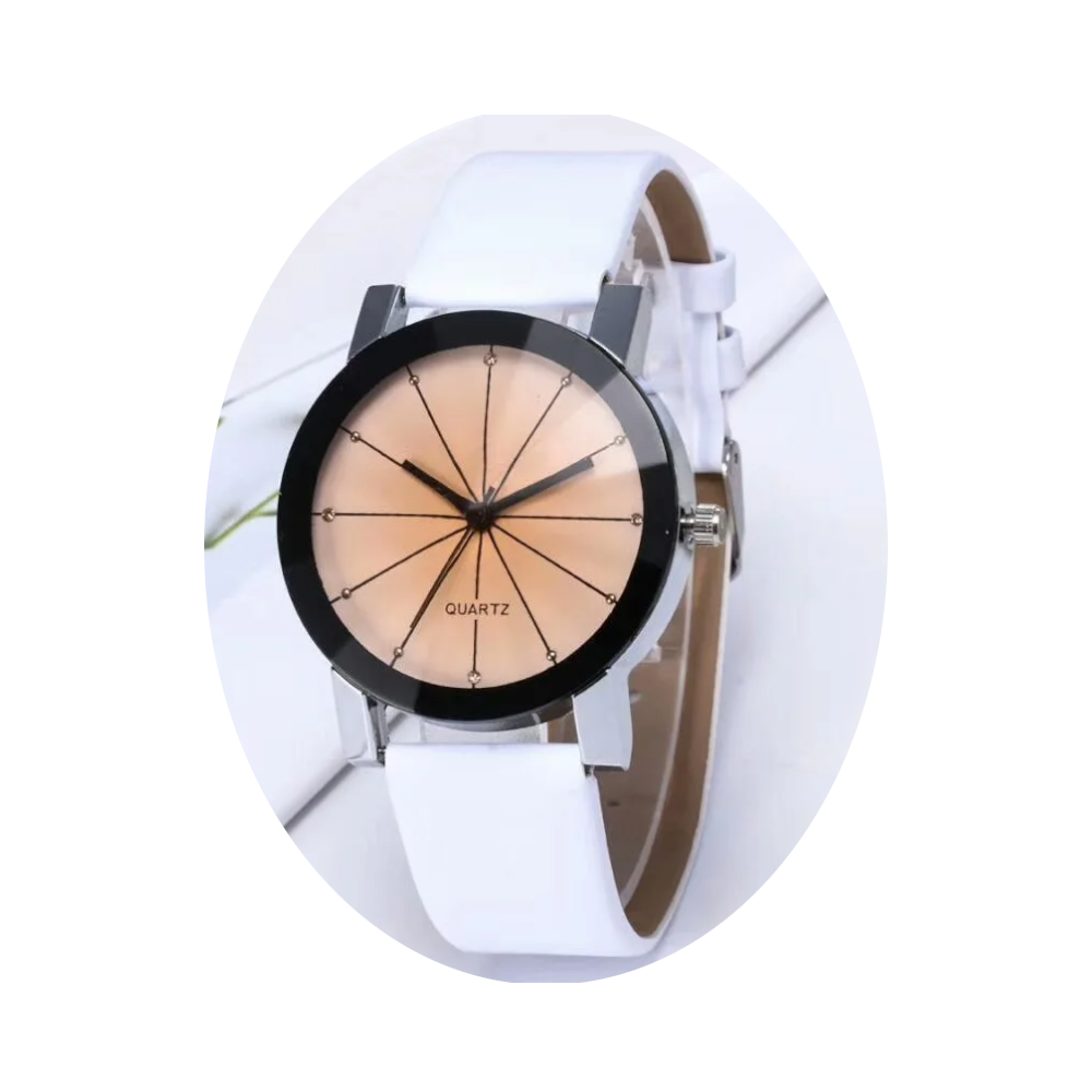 Veile Studios Couple Lover Watches Quartz Dial Clock Pu Leather Wristwatch