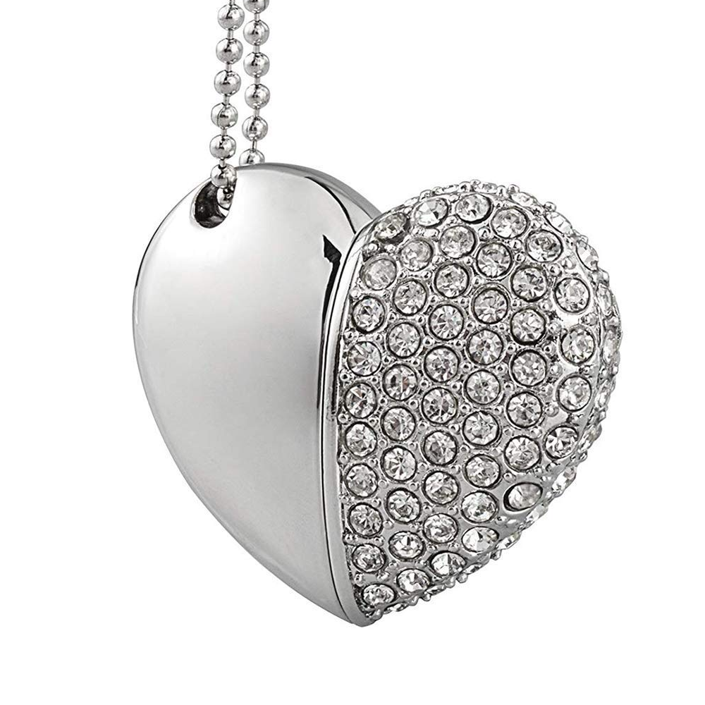 Crystal Heart Usb Flash Drive Mini Pendrive 2.0 64Gb Necklace Memory Stick