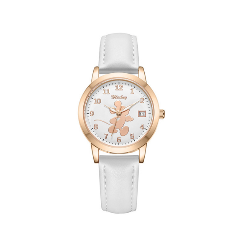 Veile Studios Cute Belt Girls Watch Mickey Minnie Calendar Fashion Trend Quartz Waterproof
