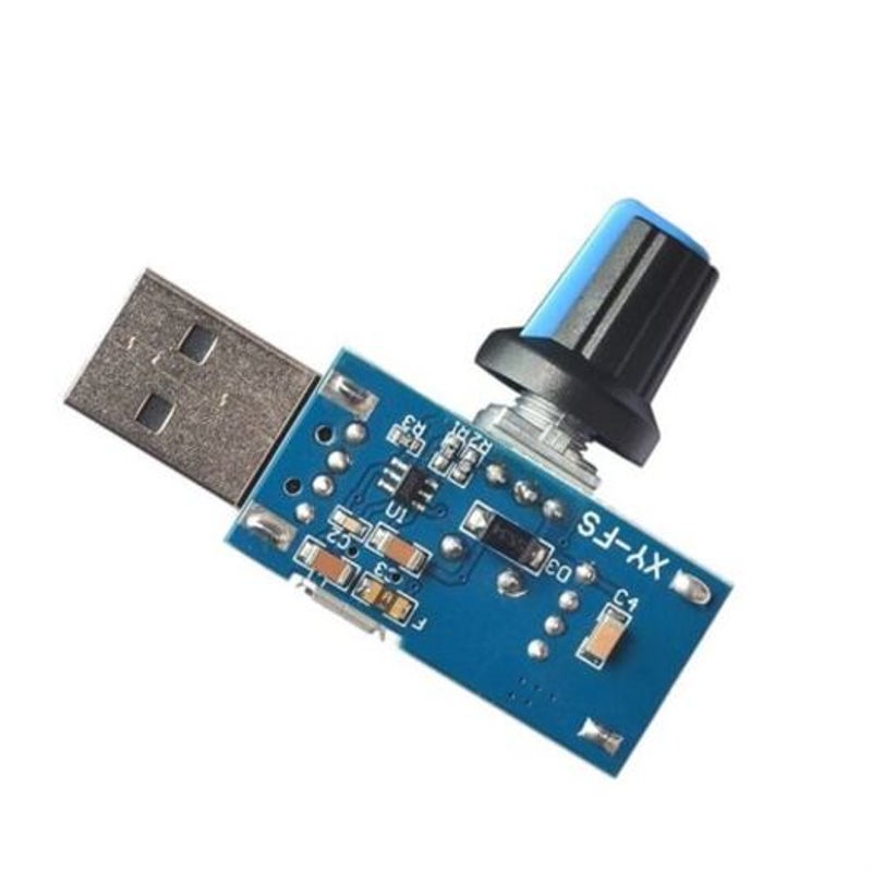 Dc 4 12V 5W Usb Fan Stepless Governor Speed Controller Adjustable Drive Blue 1Pc