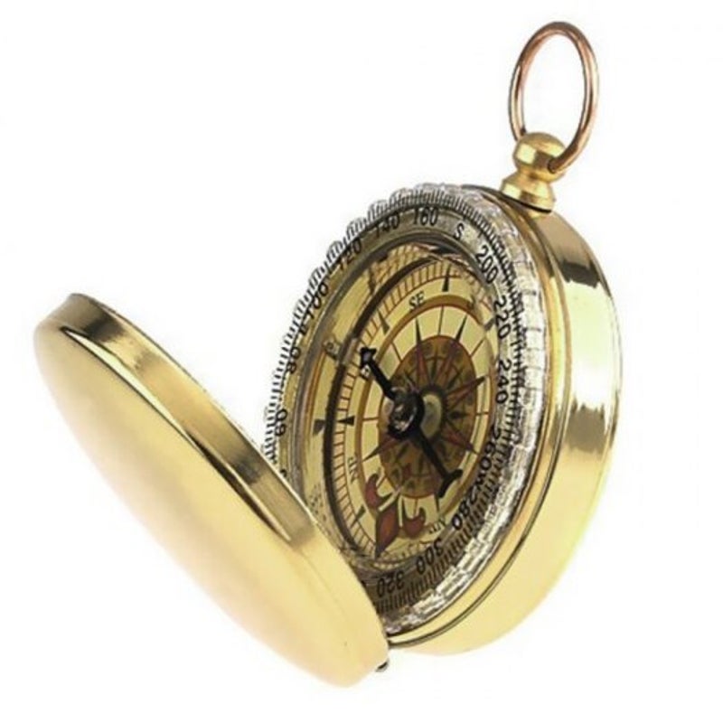 Deluxe Outdoor Compass Keychain For Hiking Camping Gold