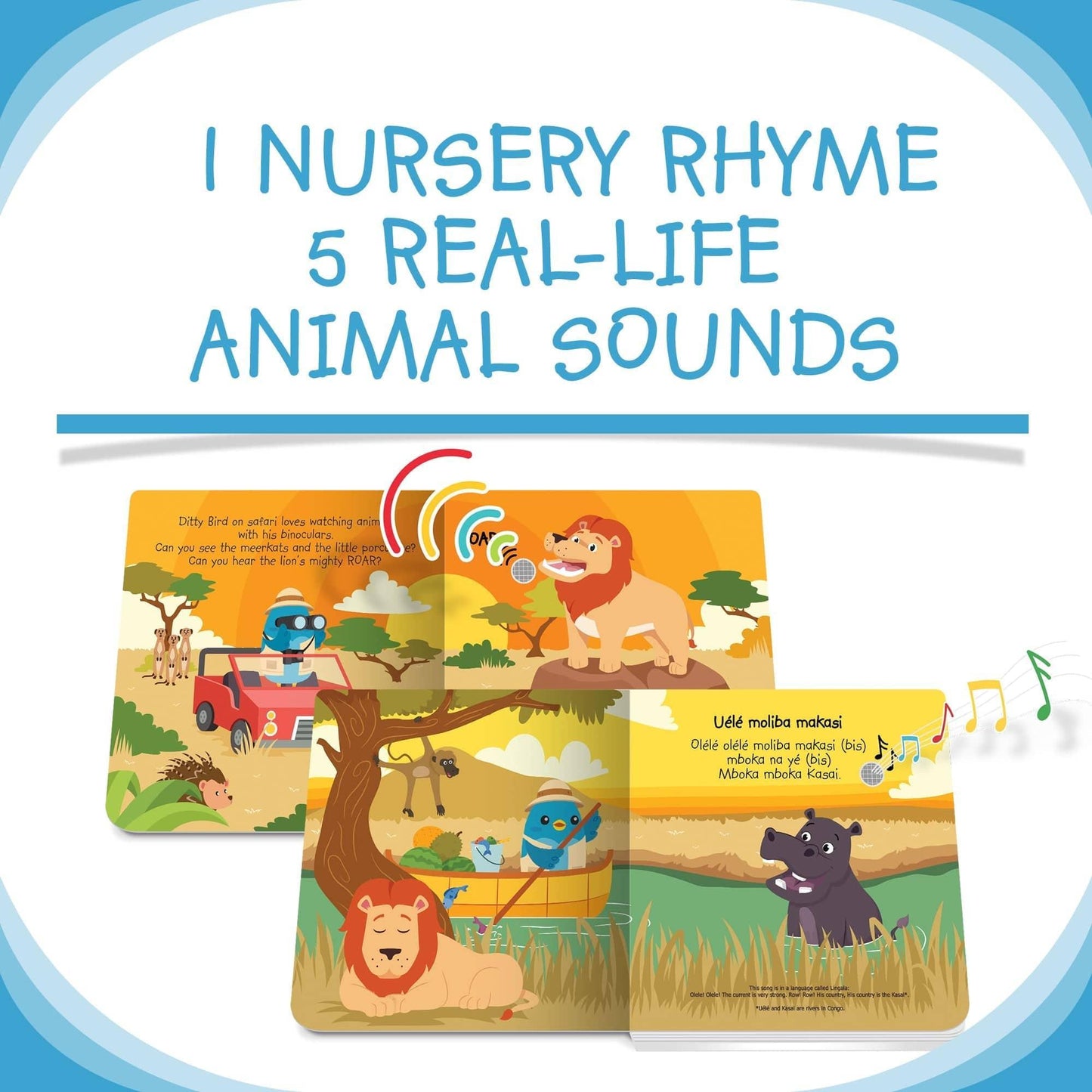 Ditty Bird Safari Animal Sounds Interactive Book With Wild Noises