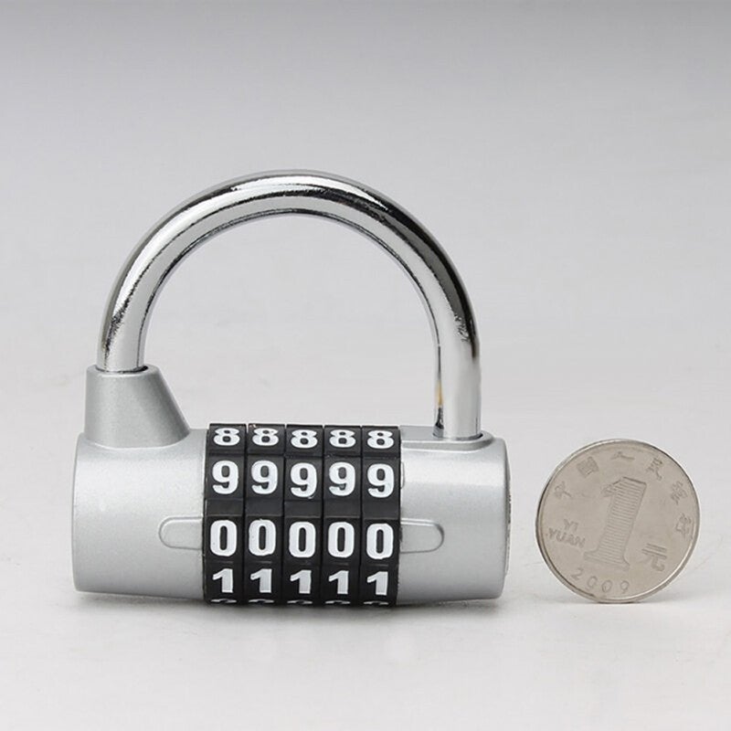 Five Digit Number Combination Security Safely Code Travel Password Padlock Silver